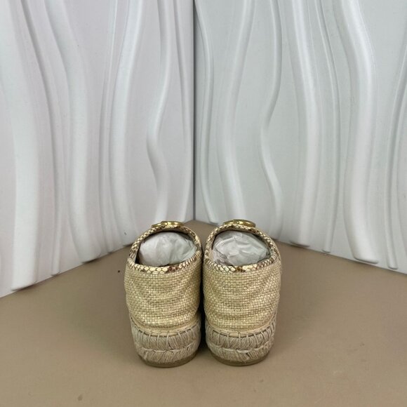 Gucci Beige Raffia Espadrilles With Gold GG Logo Womens 35.5 Made In Spain - Picture 4 of 9